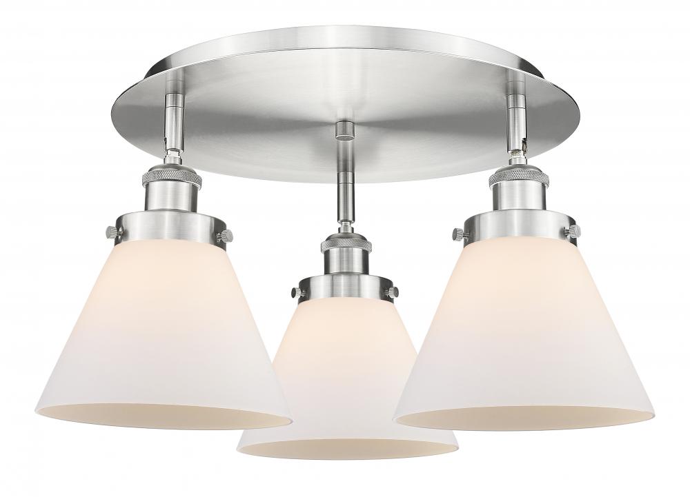 Cone - 3 Light - 20 inch - Satin Nickel - Flush Mount