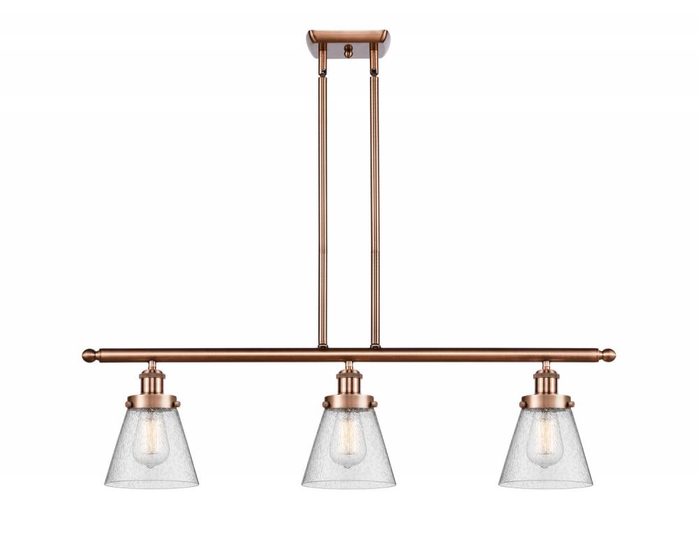 Cone - 3 Light - 36 inch - Antique Copper - Stem Hung - Island Light