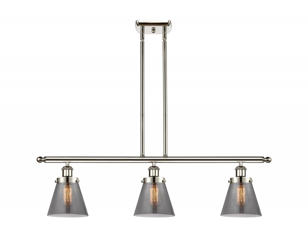 Cone - 3 Light - 36 inch - Polished Nickel - Stem Hung - Island Light