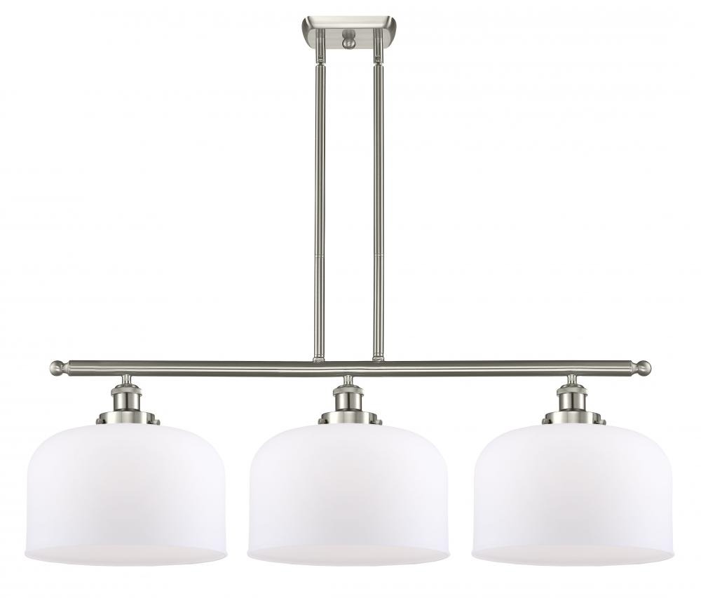 Bell - 3 Light - 36 inch - Brushed Satin Nickel - Stem Hung - Island Light