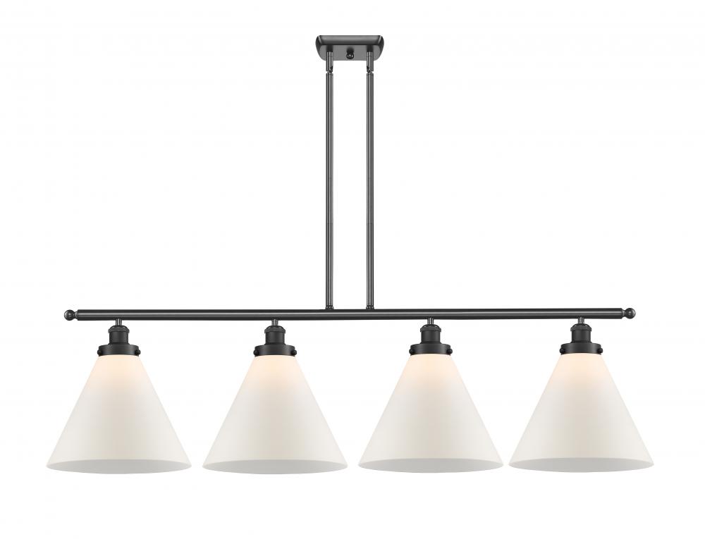 Cone - 4 Light - 48 inch - Matte Black - Stem Hung - Island Light