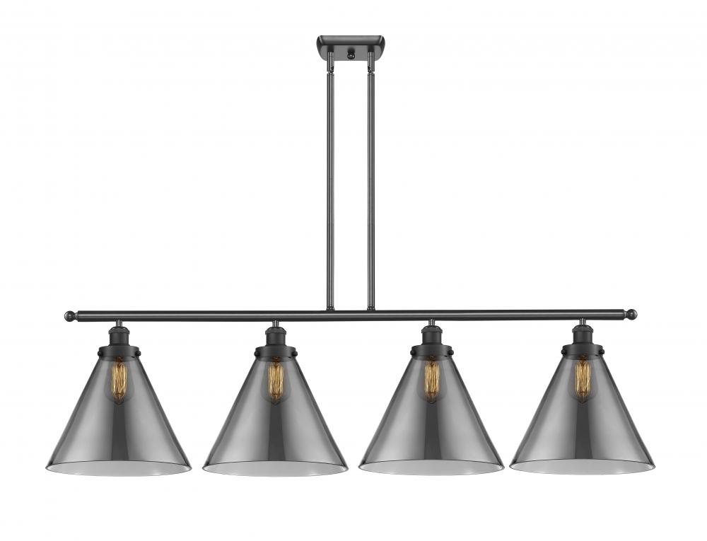 Cone - 4 Light - 48 inch - Matte Black - Stem Hung - Island Light