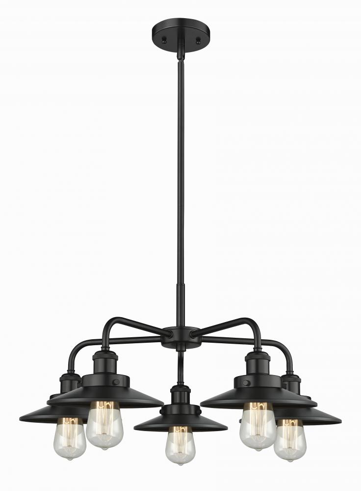 Edison - 5 Light - 27 inch - Matte Black - Chandelier