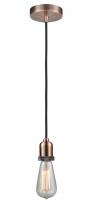 Innovations Lighting 100AC-10BK-0AC - Whitney - 1 Light - 2 inch - Antique Copper - Cord hung - Mini Pendant
