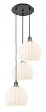 Innovations Lighting 113B-3P-BAB-G1217-10WV - White Venetian - 3 Light - 17 inch - Black Antique Brass - Cord Hung - Multi Pendant