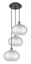 Innovations Lighting 113B-3P-BAB-G555-12CL - Ithaca - 3 Light - 19 inch - Black Antique Brass - Cord Hung - Multi Pendant