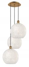 Innovations Lighting 113B-3P-BB-G1216-12WM - White Mouchette - 3 Light - 19 inch - Brushed Brass - Cord Hung - Multi Pendant