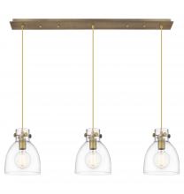 Innovations Lighting 123-410-1PS-BB-G412-8CL - Newton Bell - 3 Light - 40 inch - Brushed Brass - Linear Pendant