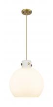 Innovations Lighting 410-1PL-BB-G410-16WH - Newton Sphere - 1 Light - 16 inch - Brushed Brass - Cord hung - Pendant