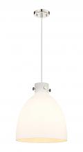 Innovations Lighting 410-1PL-PN-G412-14WH - Newton Bell - 1 Light - 14 inch - Polished Nickel - Cord hung - Pendant
