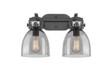 Innovations Lighting 410-2W-BK-G412-7SM - Newton Bell - 2 Light - 17 inch - Matte Black - Bath Vanity Light