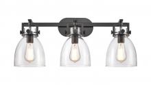 Innovations Lighting 411-3W-BK-G412-7CL - Newton Bell - 3 Light - 27 inch - Matte Black - Bath Vanity Light