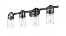Innovations Lighting 423-4W-BK-4CL - Pilaster - 4 Light - 35 inch - Matte Black - Bath Vanity Light