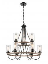 Innovations Lighting 442-9CR-BK-SDY-LED - Paladin - 9 Light - 32 inch - Matte Black - Chain Hung - Chandelier