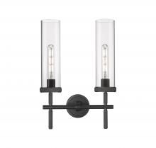 Innovations Lighting 471-2W-BK-G471-12CL - Lincoln - 2 Light - 14 inch - Matte Black - Bath Vanity Light