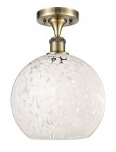 Innovations Lighting 516-1C-AB-G1216-10WM - White Mouchette - 1 Light - 10 inch - Antique Brass - Semi-Flush Mount