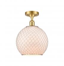 Innovations Lighting 516-1C-SG-G121-10CSN - Farmhouse Chicken Wire - 1 Light - 10 inch - Satin Gold - Semi-Flush Mount