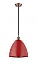 Innovations Lighting 516-1P-AC-MBD-12-RD - Plymouth - 1 Light - 12 inch - Antique Copper - Cord hung - Mini Pendant