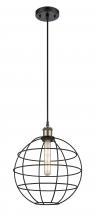 Innovations Lighting 516-1P-BAB-CE-12-BK - Lake Placid - 1 Light - 12 inch - Black Antique Brass - Multi Pendant