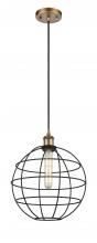 Innovations Lighting 516-1P-BB-CE-12-BK - Lake Placid - 1 Light - 12 inch - Brushed Brass - Multi Pendant