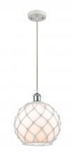 Innovations Lighting 516-1P-WPC-G121-10RW - Farmhouse Rope - 1 Light - 10 inch - White Polished Chrome - Cord hung - Mini Pendant