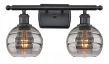 Innovations Lighting 516-2W-BK-G556-6SM - Rochester - 2 Light - 16 inch - Matte Black - Bath Vanity Light