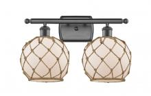 Innovations Lighting 516-2W-OB-G121-8RB - Farmhouse Rope - 2 Light - 18 inch - Oil Rubbed Bronze - Bath Vanity Light