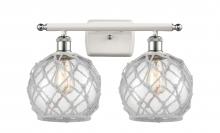 Innovations Lighting 516-2W-WPC-G122-8RW-LED - Farmhouse Rope - 2 Light - 18 inch - White Polished Chrome - Bath Vanity Light