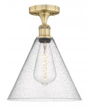 Innovations Lighting 616-1F-BB-GBC-124 - Berkshire - 1 Light - 12 inch - Brushed Brass - Semi-Flush Mount