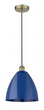 Innovations Lighting 616-1P-AB-MBD-12-BL-LED - Plymouth - 1 Light - 12 inch - Antique Brass - Cord hung - Mini Pendant