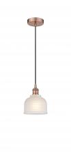 Innovations Lighting 616-1P-AC-G411 - Dayton - 1 Light - 6 inch - Antique Copper - Cord hung - Mini Pendant