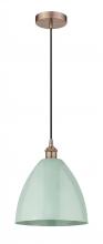 Innovations Lighting 616-1P-AC-MBD-12-SF - Plymouth - 1 Light - 12 inch - Antique Copper - Cord hung - Mini Pendant