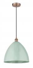 Innovations Lighting 616-1P-AC-MBD-16-SF - Plymouth - 1 Light - 16 inch - Antique Copper - Cord hung - Mini Pendant