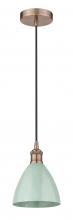 Innovations Lighting 616-1P-AC-MBD-75-SF - Plymouth - 1 Light - 8 inch - Antique Copper - Cord hung - Mini Pendant