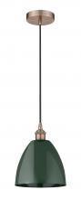 Innovations Lighting 616-1P-AC-MBD-9-GR - Plymouth - 1 Light - 9 inch - Antique Copper - Cord hung - Mini Pendant