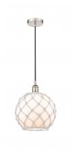 Innovations Lighting 616-1P-PN-G121-10RW-LED - Farmhouse Rope - 1 Light - 10 inch - Polished Nickel - Cord hung - Mini Pendant