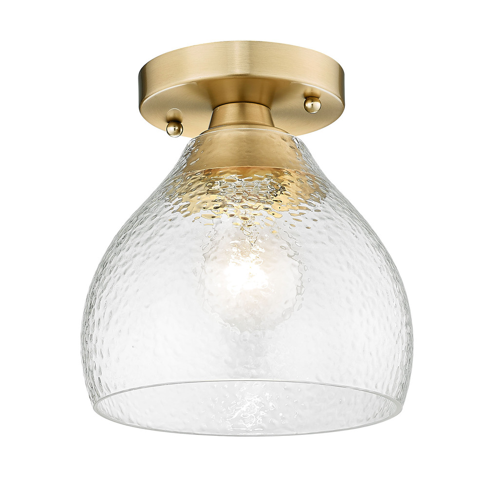 Ariella BCB Semi-Flush in Brushed Champagne Bronze with Hammered Clear Glass Shade