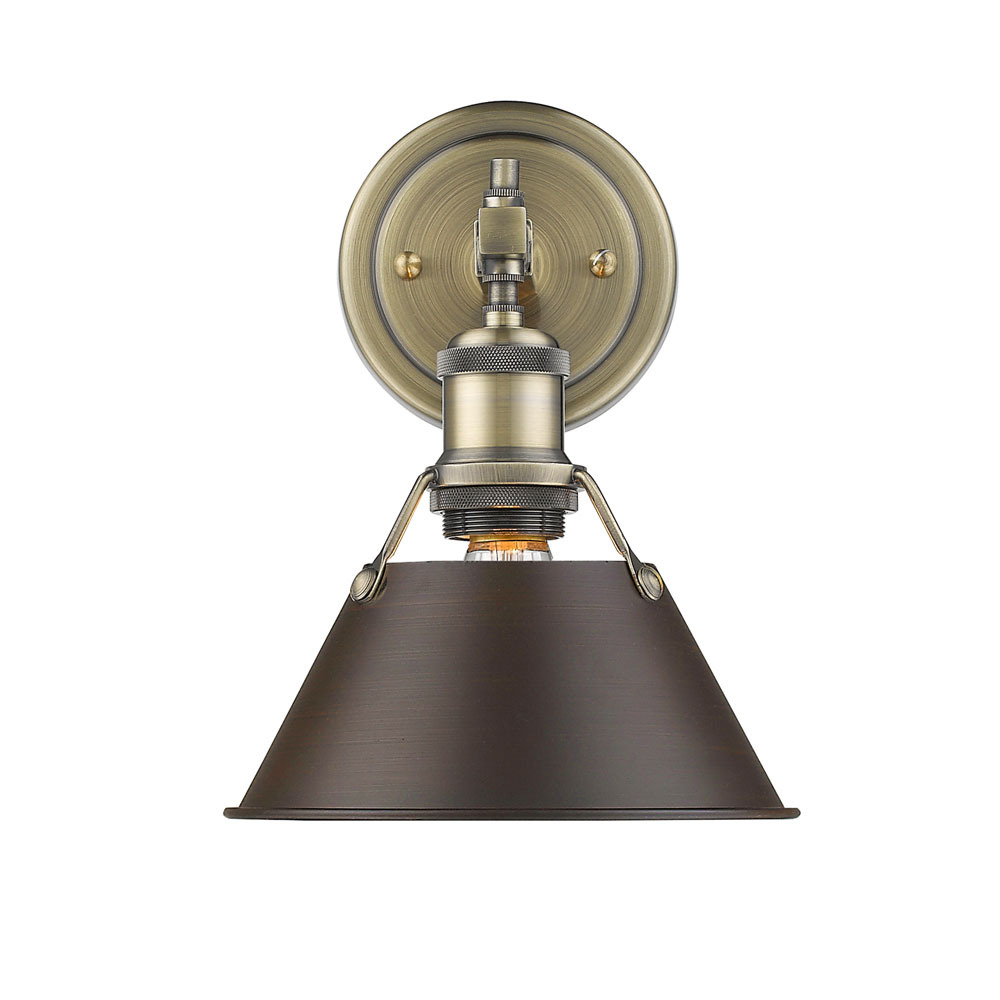 Orwell AB 1 Light Bath Vanity in Aged Brass with Rubbed Bronze shade