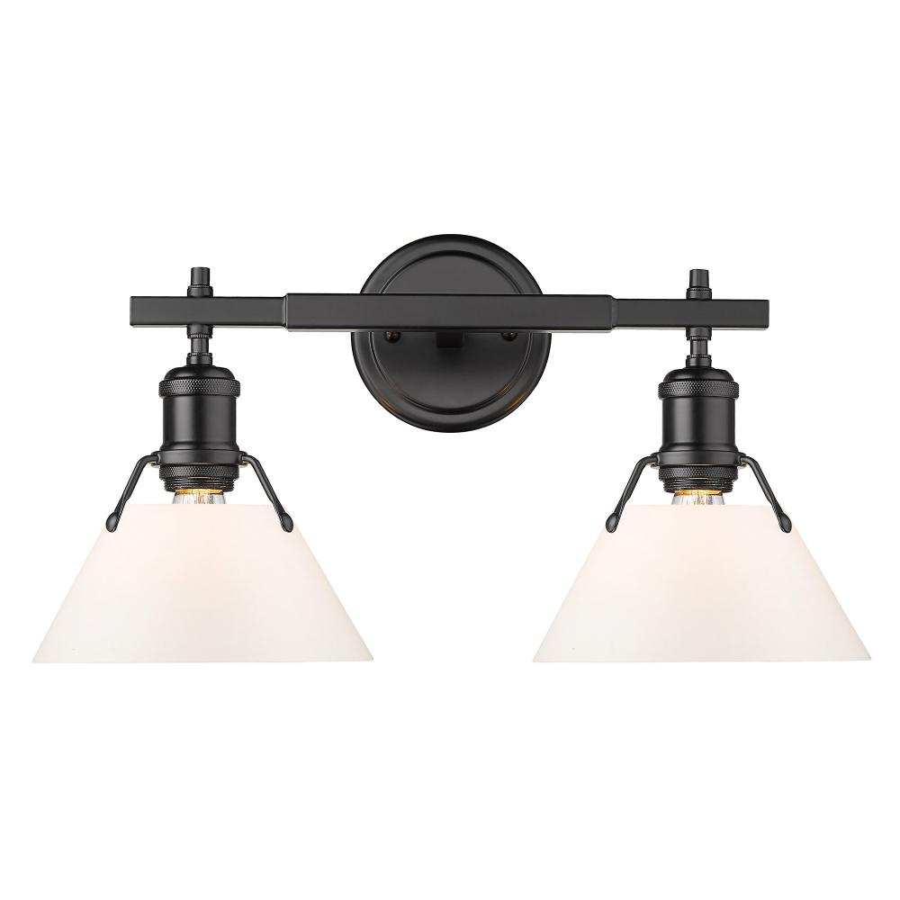 Orwell BLK 2 Light Bath Vanity in Matte Black with Opal Glass