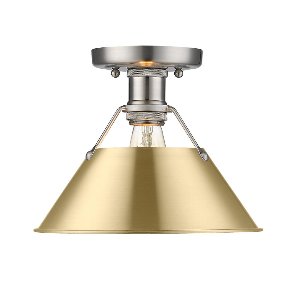 Orwell PW Flush Mount in Pewter with Brushed Champagne Bronze shade