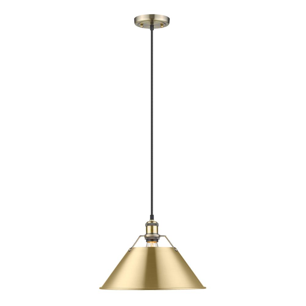 Orwell AB Large Pendant - 14&#34; in Aged Brass with Brushed Champagne Bronze shade