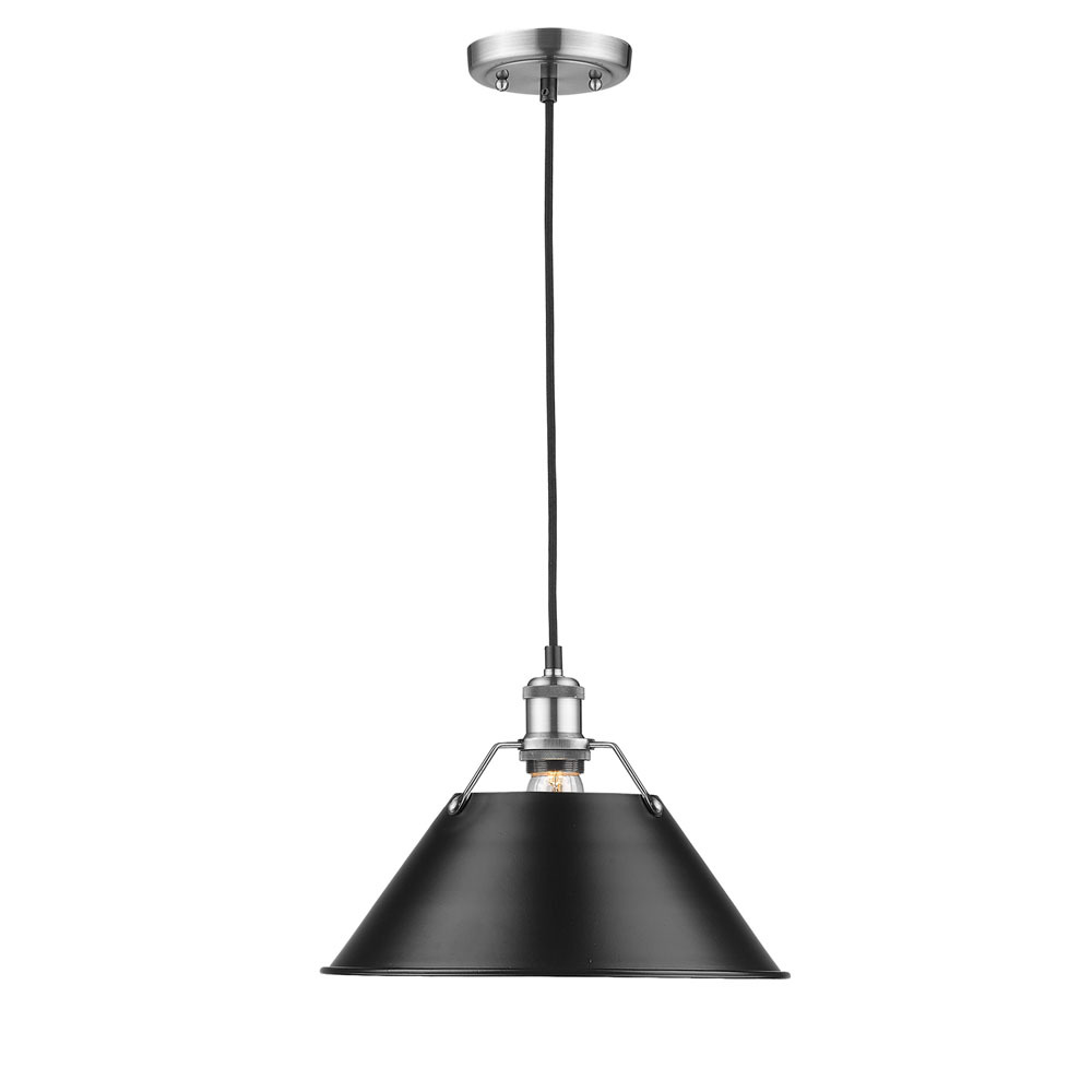 Orwell PW Large Pendant - 14&#34; in Pewter with Matte Black shade