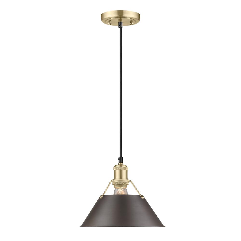 Orwell BCB Medium Pendant - 10&#34; in Brushed Champagne Bronze with Rubbed Bronze shade