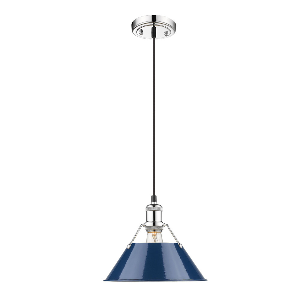 Orwell CH Medium Pendant - 10&#34; in Chrome with Matte Navy shade