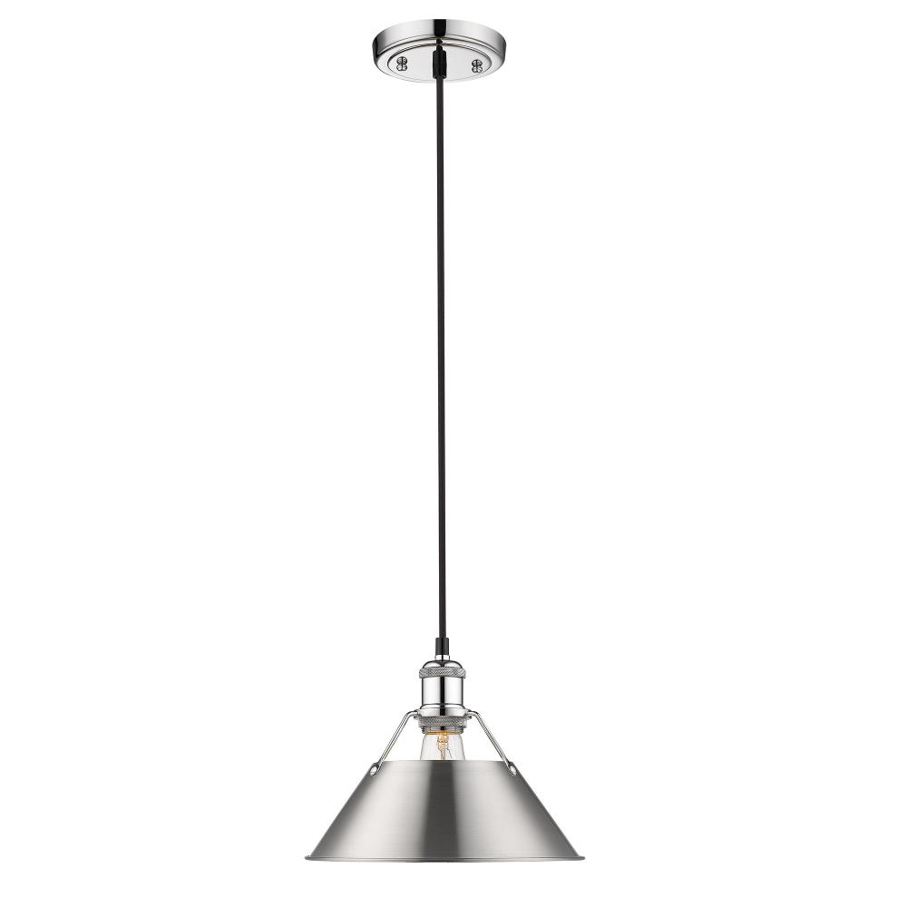 Orwell CH Medium Pendant - 10&#34; in Chrome with Pewter shade