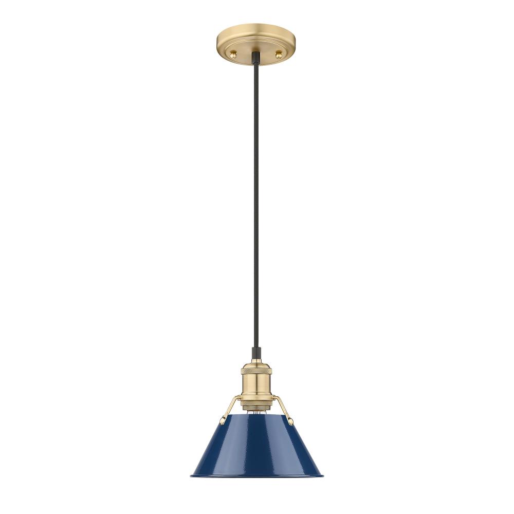 Orwell BCB Small Pendant - 7&#34; in Brushed Champagne Bronze with Matte Navy shade