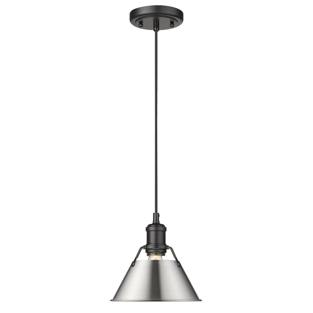 Orwell BLK Small Pendant - 7&#34; in Matte Black with Pewter shade