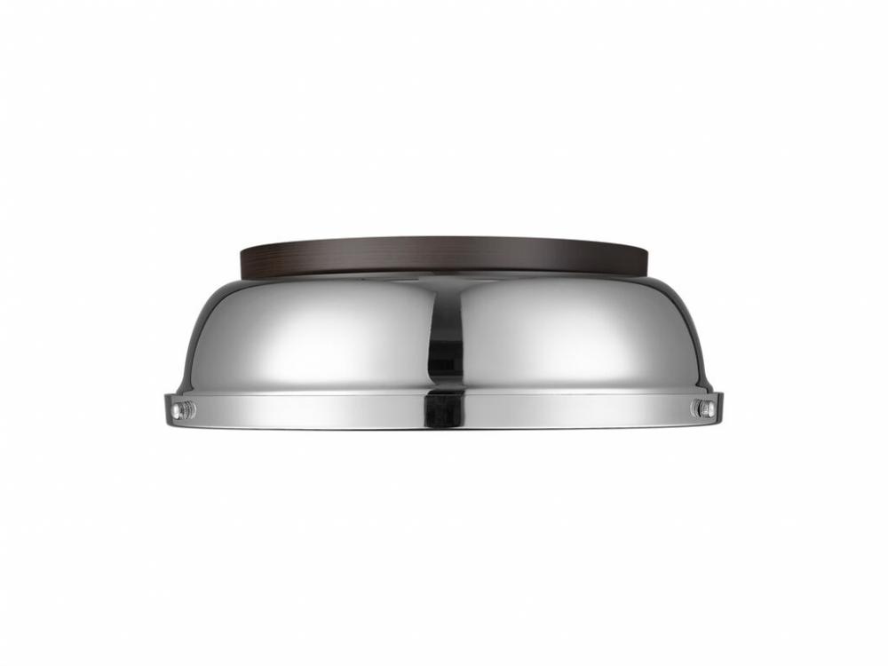 Duncan 14&#34; Flush Mount in Rubbed Bronze with Chrome