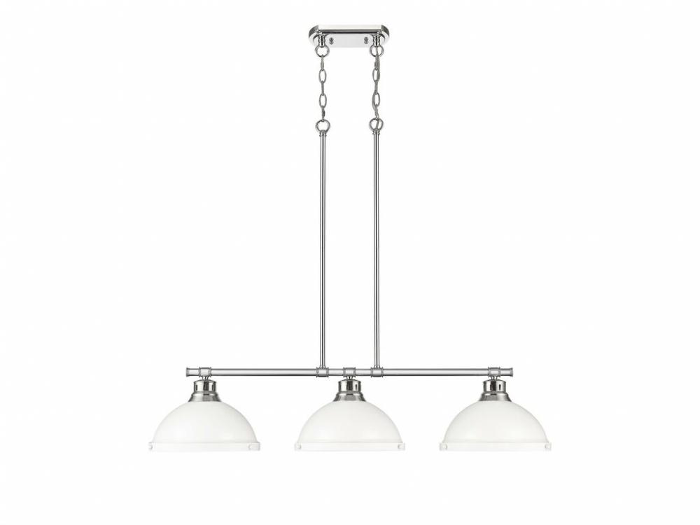 Duncan 3-Light Linear Pendant in Pewter with Matte White