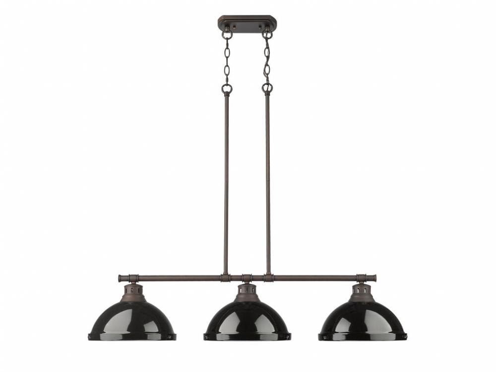 Duncan 3-Light Linear Pendant in Rubbed Bronze with Black